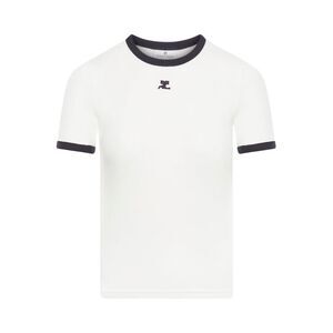 Courreges Women Cotton T-Shirt With Contrasting Profiles